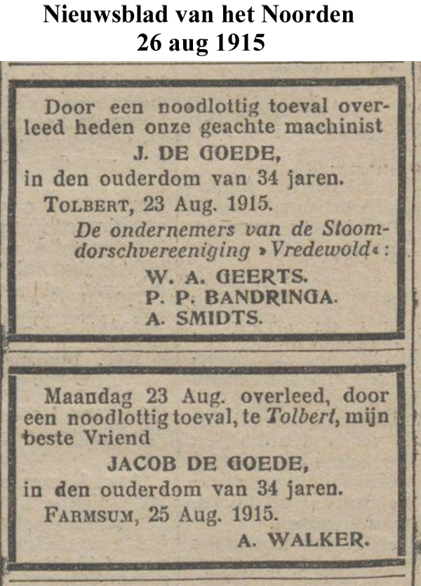 19150826 NvhN Rouwadvertenties J de Goede